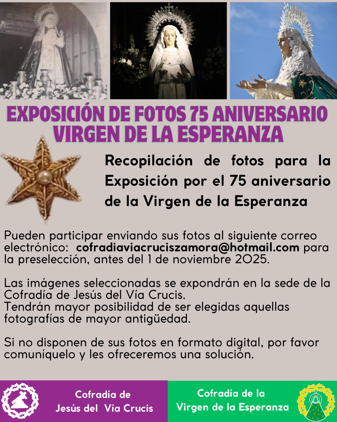 Recopilación de fotos para la Exposición del 75 aniversario de la Virgen de la Esperanza